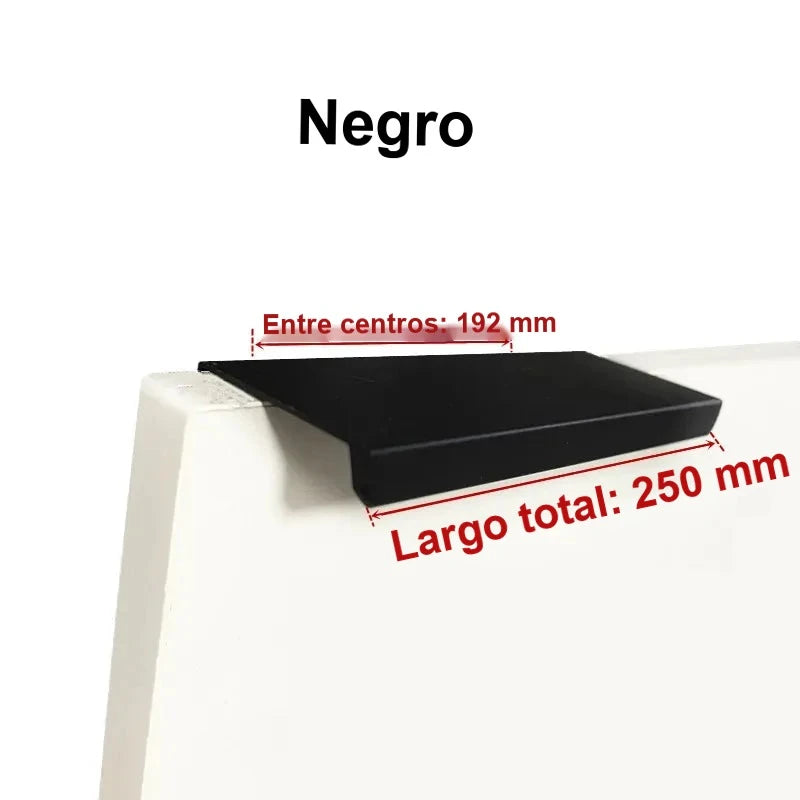 Tirador perfil de canto para puertas de cocina y armario – aluminio negro, plata o dorado – 80 a 500 mm