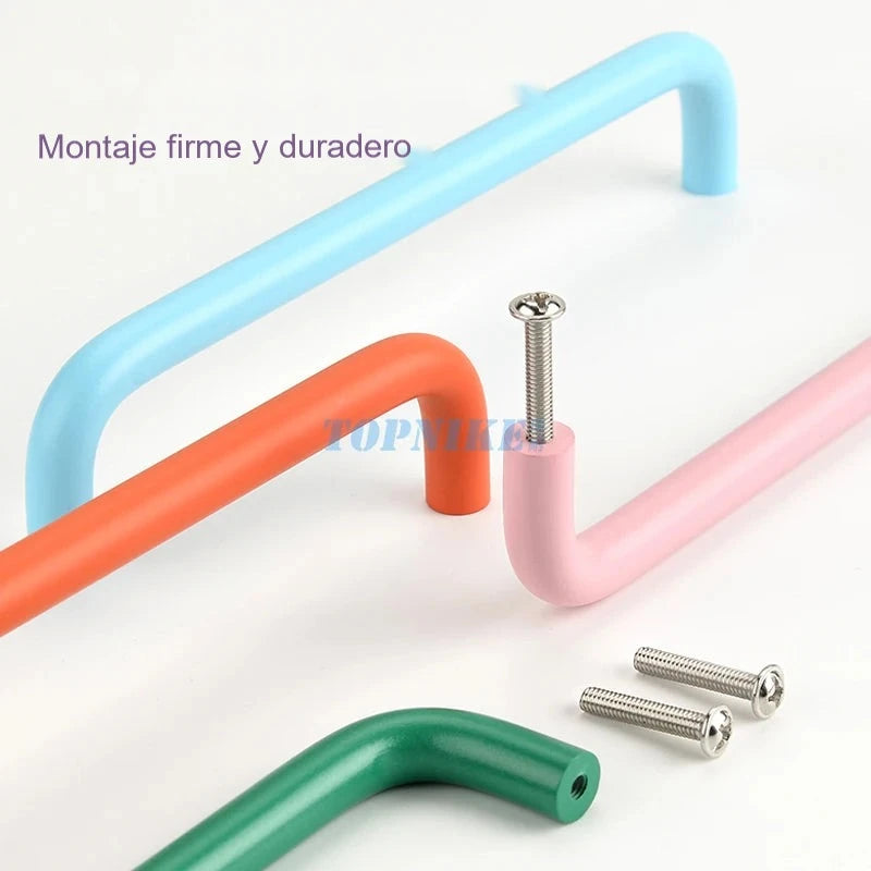 Tirador infantil de colores pastel para armario y cómoda – en U de aluminio – 96 a 320 mm