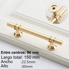 Tirador negro para cocina y armario con anillas doradas o cromadas – zamak – pomo a 320 mm