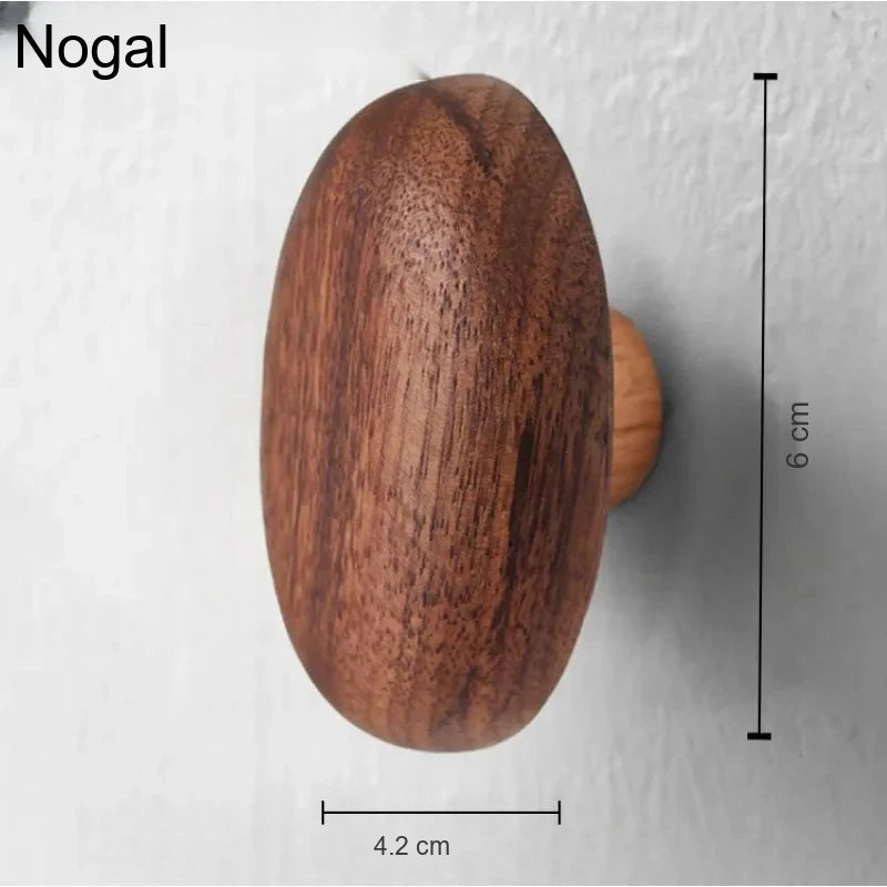 Pomo de madera de nogal macizo para muebles y cajones – forma de canto rodado – 4 formas