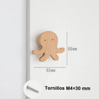 Pomo infantil de madera para cómoda y armario de bebé – animales, nubes, estrellas y lunas – haya