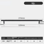 Tirador de cocina moleteado dorado, negro o cromo – aluminio – para armarios y cajones – pomo a 320 mm