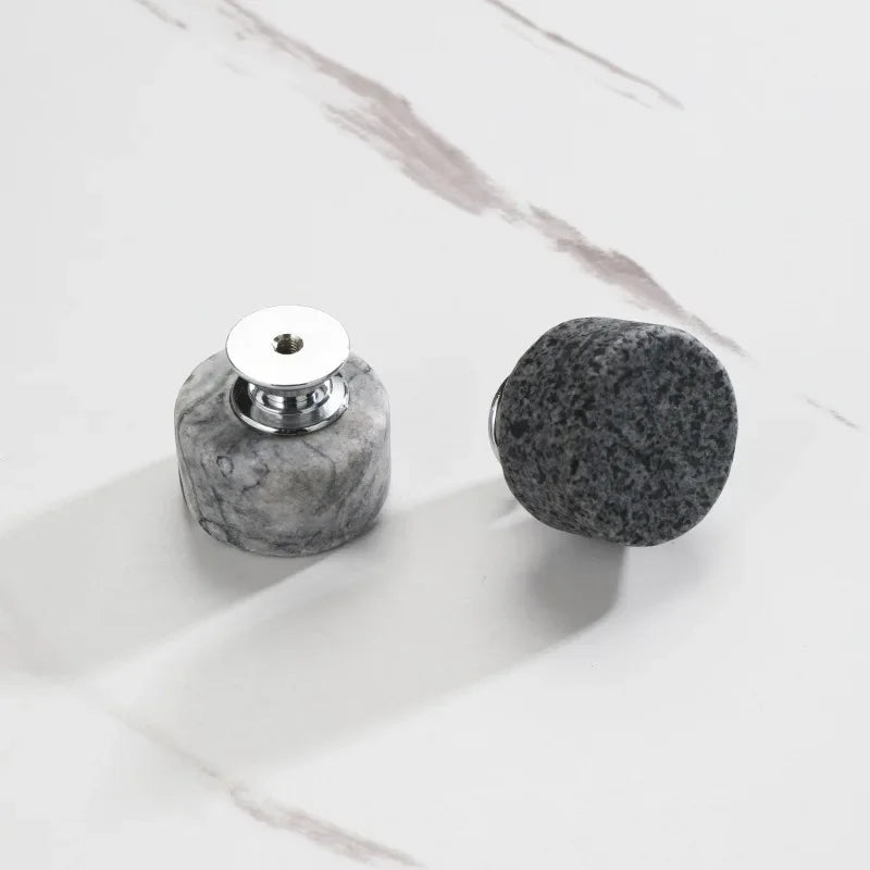 Pomo cilíndrico de piedra artificial para muebles y cajones – terrazo, mármol o granito – Ø 36 mm