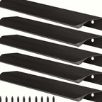 Pack 5 tiradores negros de canto para cocina y armario – perfil fino de aluminio – 80 a 600 mm