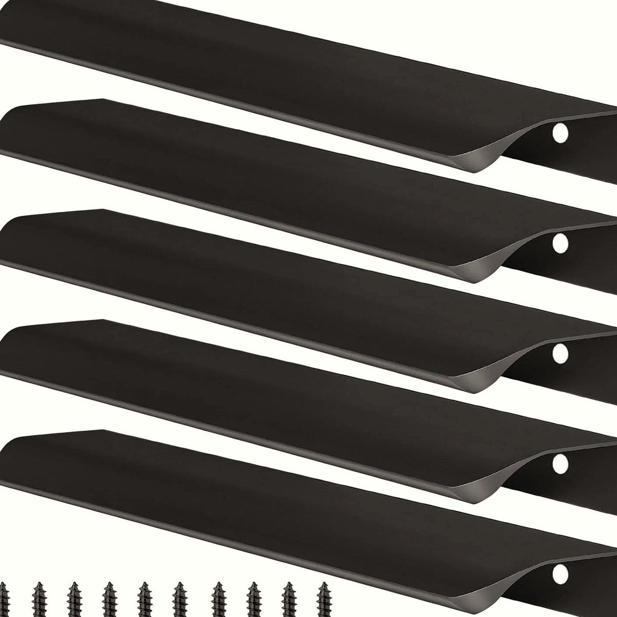 Pack 5 tiradores negros de canto para cocina y armario – perfil fino de aluminio – 80 a 600 mm