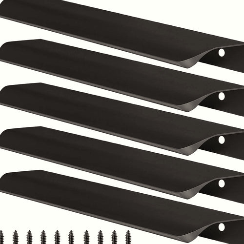 Pack 5 tiradores negros de canto para cocina y armario – perfil fino de aluminio – 80 a 600 mm