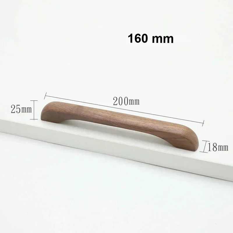 Tirador de madera maciza para muebles, cocina y cajones – haya o nogal – barra o puente – pomo a 192 mm