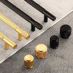 Tirador de cocina moleteado negro mate o dorado – aluminio – pomos y barras para muebles – 96 a 192 mm