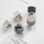 Pomo cilíndrico de piedra artificial para muebles y cajones – terrazo, mármol o granito – Ø 36 mm