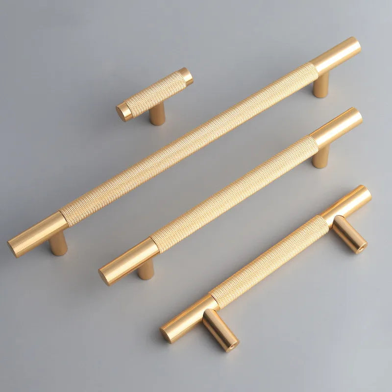 Tirador de cocina dorado champán moleteado – aluminio – para muebles y armarios – pomo, 96 a 192 mm