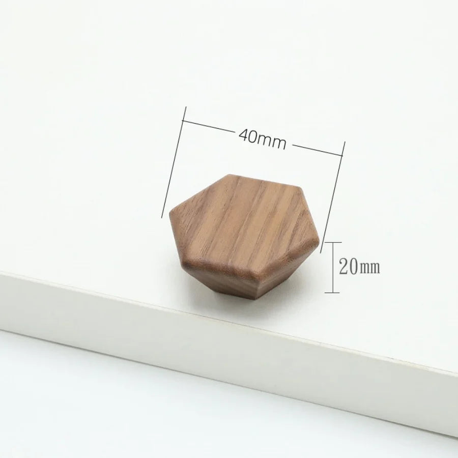 Pomo de madera maciza para muebles y cajones – hexagonal, redondo, cuadrado o seta – haya o nogal