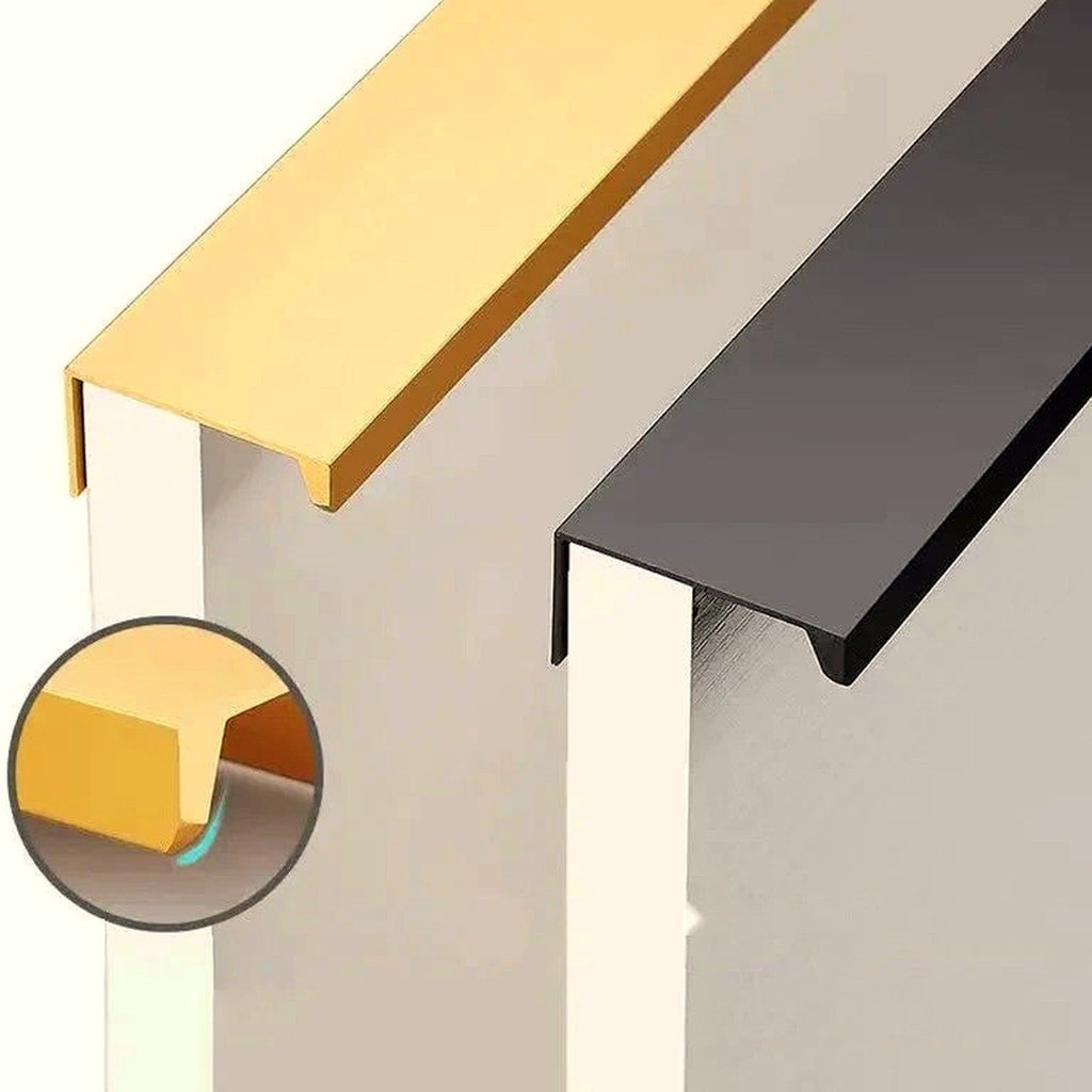 Tirador perfil de canto para puertas de cocina y armario – aluminio negro, plata o dorado – 80 a 500 mm