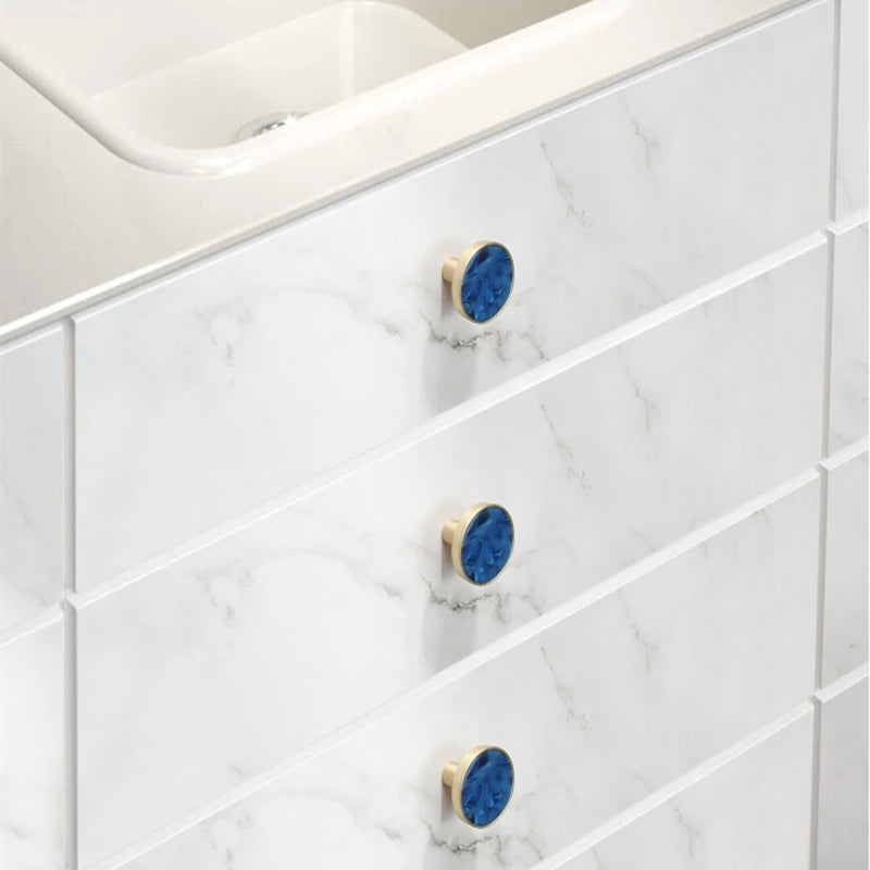 Pomo y tirador dorado efecto mármol para muebles y cajones – rosa, verde, azul o blanco