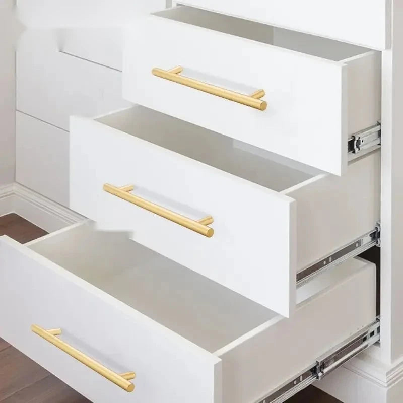 Tirador de cocina en T negro mate o dorado – acero inoxidable – para muebles y armarios – 64 a 320 mm