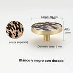 Pomo dorado redondo para muebles y armarios – incrustación efecto piedra y nácar – 10 acabados – 32 o 50 mm
