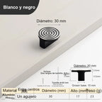 Tirador de diseño moderno para muebles y cajones – relieve de líneas – dorado o blanco y negro – pomo a 160 mm