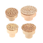 Pomo de madera y ratán para muebles y cajones – tejido a mano – pack de 2 – Ø 30 a 45 mm