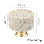 Pomo cilíndrico de piedra artificial para muebles y cajones – terrazo, mármol o granito – Ø 36 mm