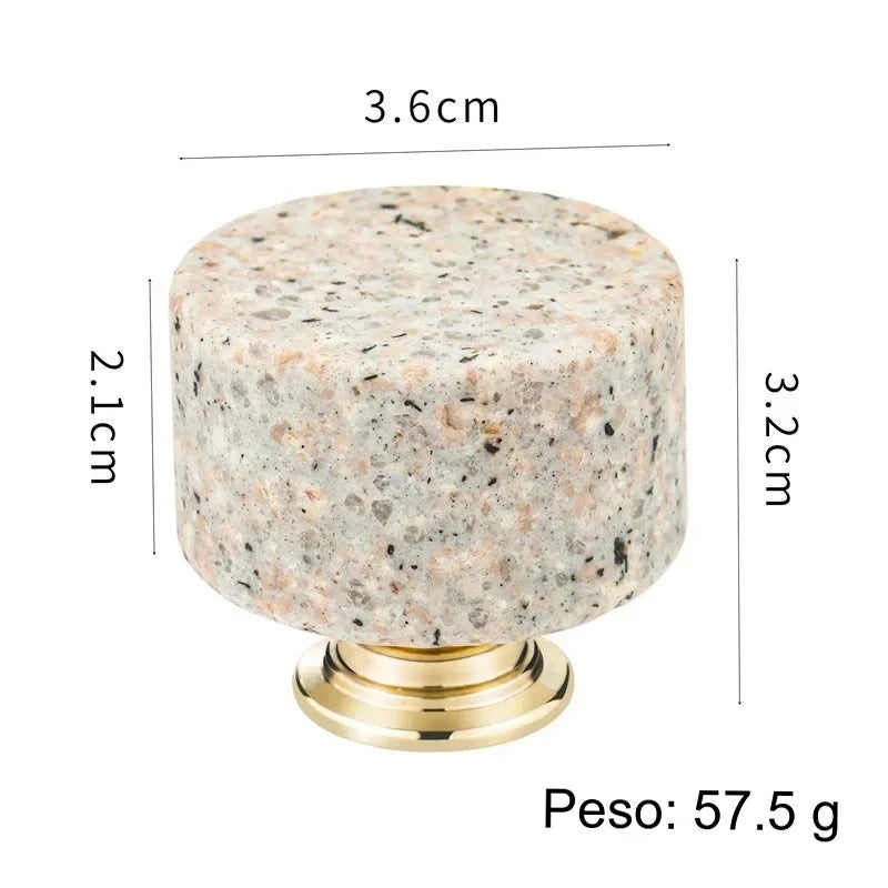 Pomo cilíndrico de piedra artificial para muebles y cajones – terrazo, mármol o granito – Ø 36 mm