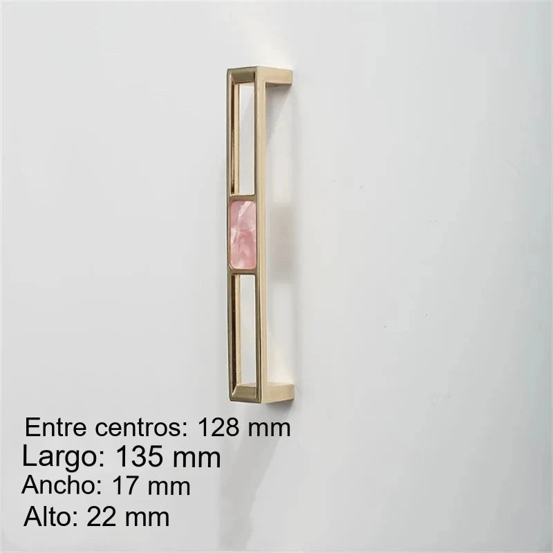 Pomo y tirador dorado efecto mármol para muebles y cajones – rosa, verde, azul o blanco