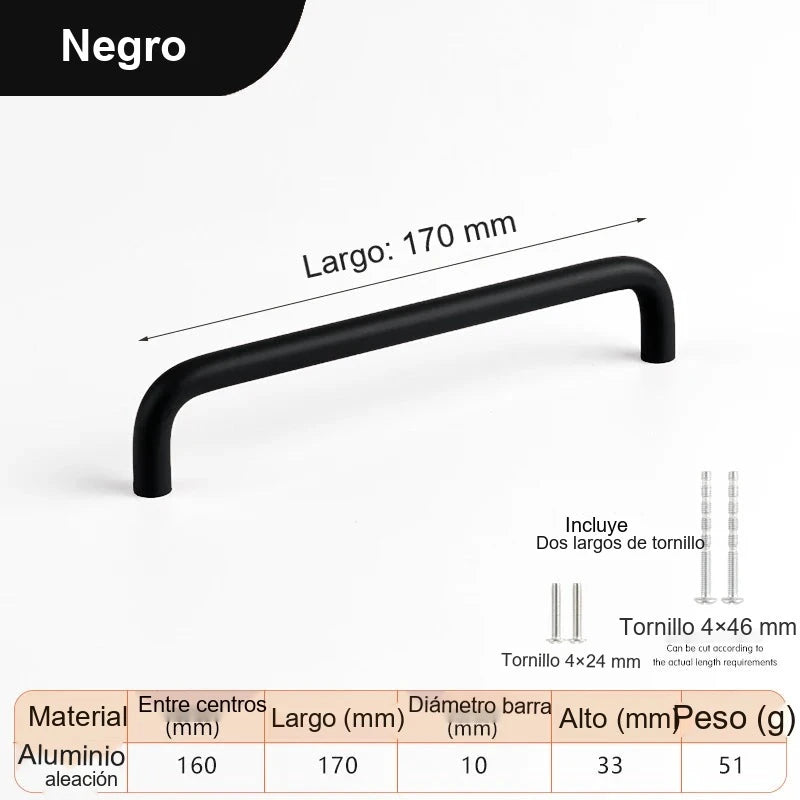 Tirador infantil de colores pastel para armario y cómoda – en U de aluminio – 96 a 320 mm