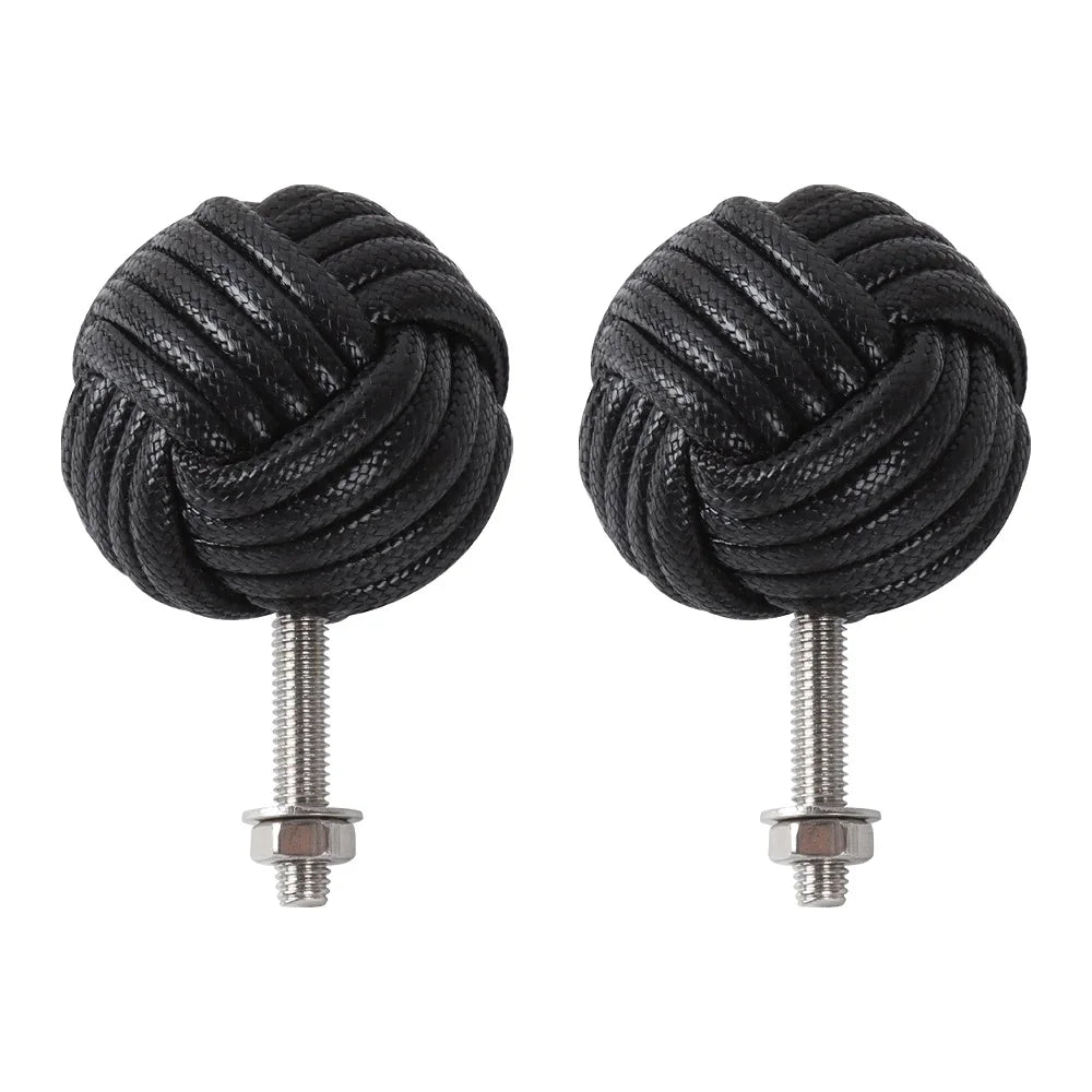 Pomo de cuerda náutica para muebles y cajones – tejido a mano – natural, crudo o negro – pack de 2 o 6