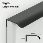 Pack 5 tiradores negros de canto para cocina y armario – perfil fino de aluminio – 80 a 600 mm