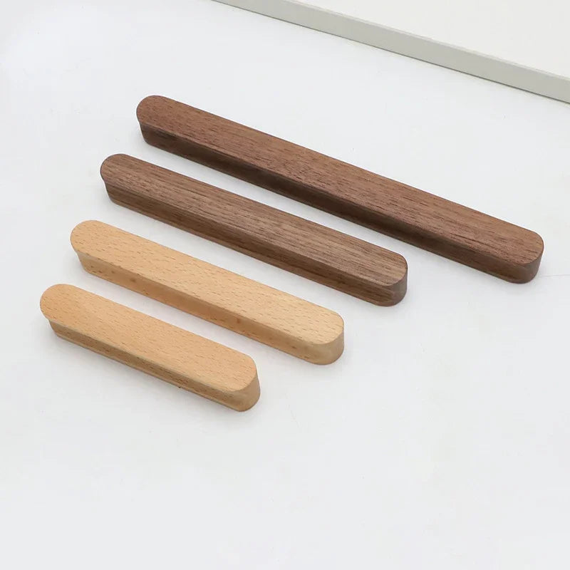 Tirador de madera maciza para muebles, cocina y cajones – haya o nogal – barra o puente – pomo a 192 mm