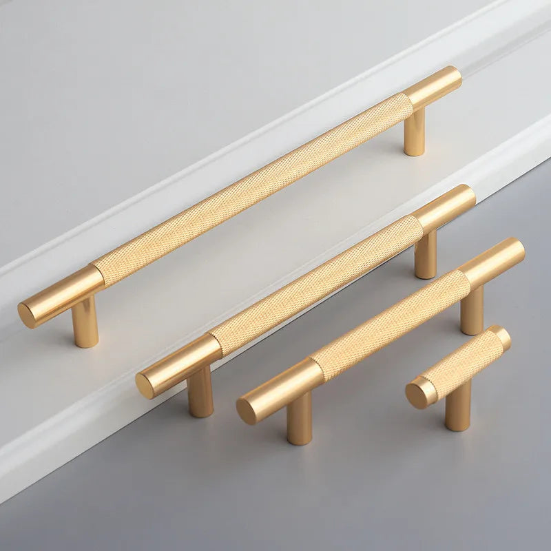 Tirador de cocina dorado champán moleteado – aluminio – para muebles y armarios – pomo, 96 a 192 mm