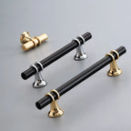 Tirador negro para cocina y armario con anillas doradas o cromadas – zamak – pomo a 320 mm