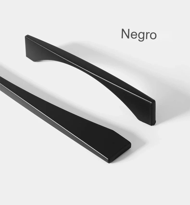 Tirador de cocina moderno curvo – negro, dorado o bronce – aluminio – para armarios – 96 a 320 mm