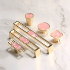 Pomo y tirador dorado efecto mármol para muebles y cajones – rosa, verde, azul o blanco