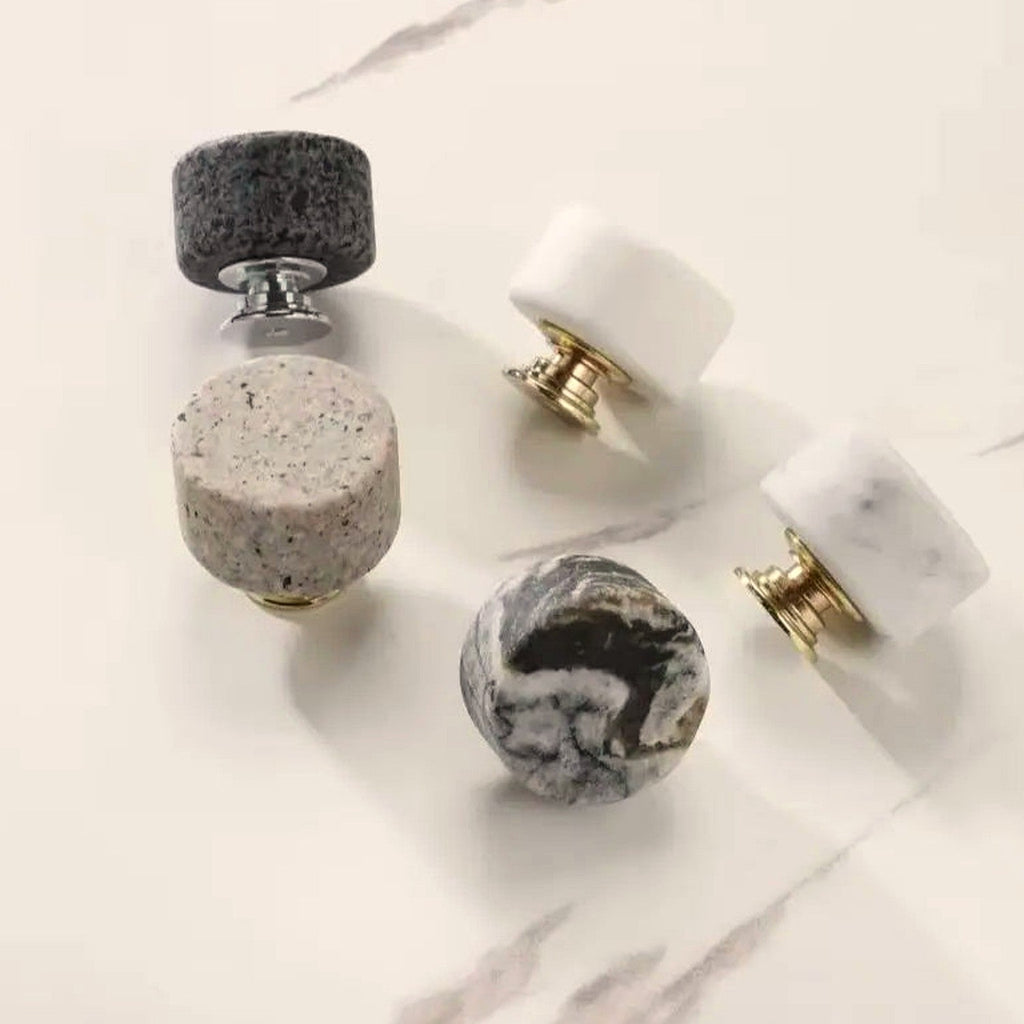 Pomo cilíndrico de piedra artificial para muebles y cajones – terrazo, mármol o granito – Ø 36 mm