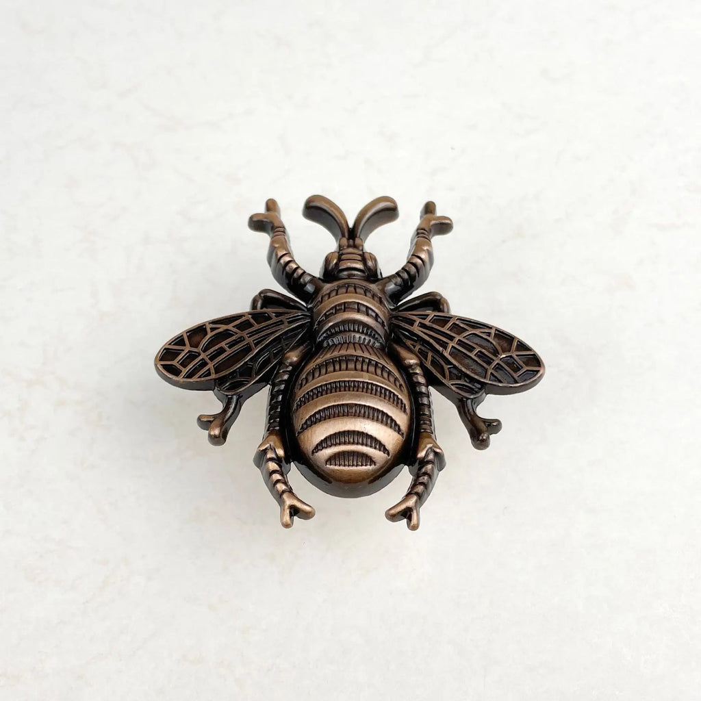Pomo abeja de metal macizo para muebles, cómoda y cajones – 7 acabados – 59 × 56 mm
