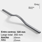 Tirador largo ondulado para armarios y cocina – negro, dorado o gris – aluminio – 160 a 384 mm
