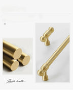 Tirador dorado de latón macizo para cocina y armario – remates de bola – dorado cepillado – pomo a 320 mm