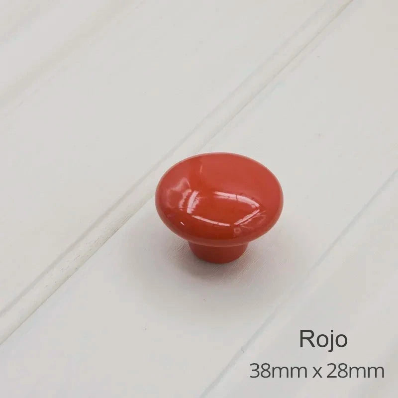 Pomo infantil de cerámica de colores para cómoda, armario y cajones – Ø 32 o 38 mm