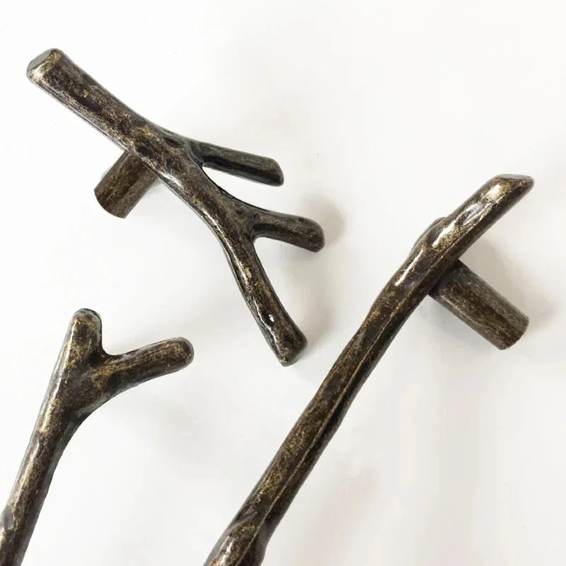 Tirador rama de árbol original para muebles y armarios – dorado, negro, bronce o cromo – pomo, 96 o 128 mm