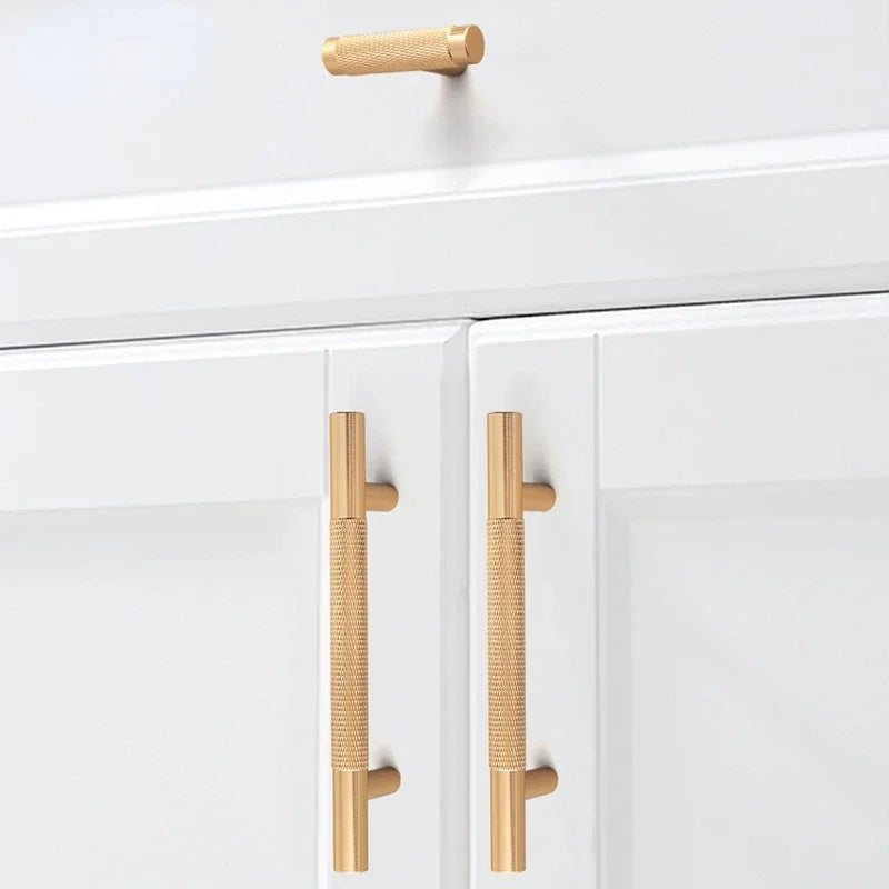 Tirador de cocina moleteado dorado, negro o cromo – aluminio – para armarios y cajones – pomo a 320 mm