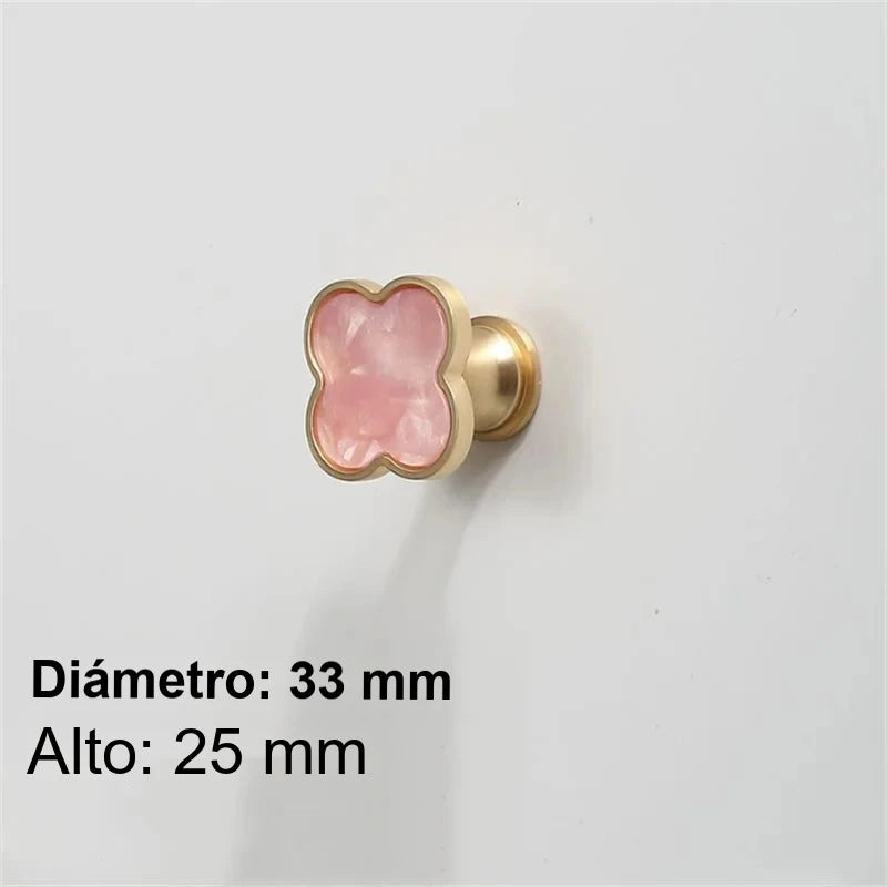 Pomo y tirador dorado efecto mármol para muebles y cajones – rosa, verde, azul o blanco