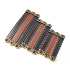 Tirador vintage de piel para muebles y cajones – terminales de bronce – 96, 128 o 160 mm