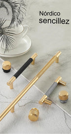 Tirador de cocina moleteado dorado y negro – aluminio – para muebles y armarios – pomo, 96, 128 o 256 mm