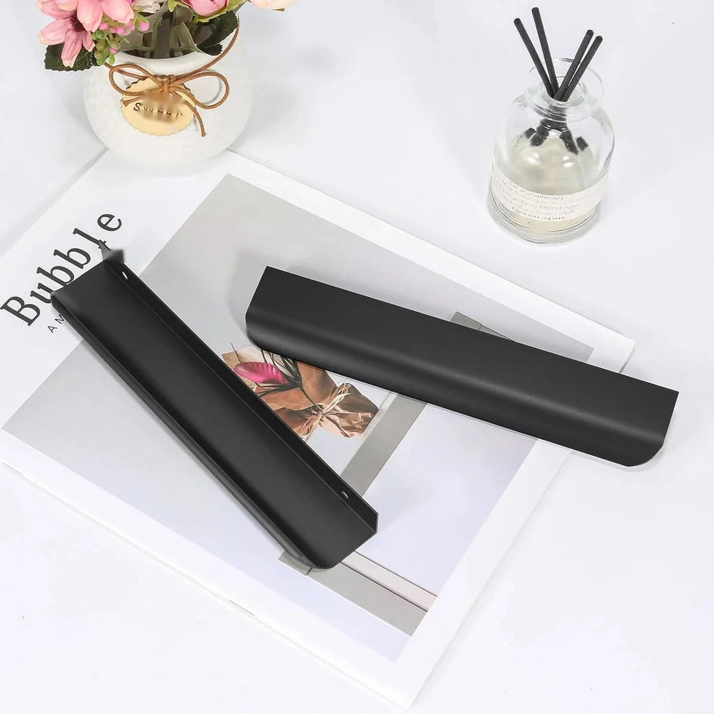 Pack 5 tiradores negros de canto para cocina y armario – perfil fino de aluminio – 80 a 600 mm
