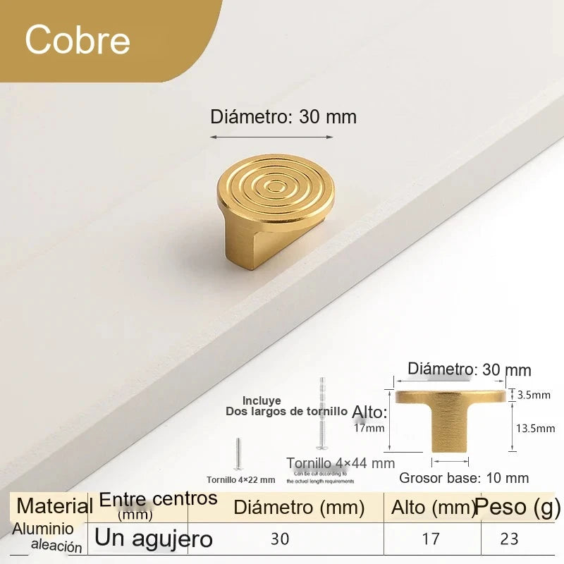 Tirador de diseño moderno para muebles y cajones – relieve de líneas – dorado o blanco y negro – pomo a 160 mm