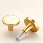 Pomo dorado redondo para muebles y armarios – incrustación efecto piedra y nácar – 10 acabados – 32 o 50 mm