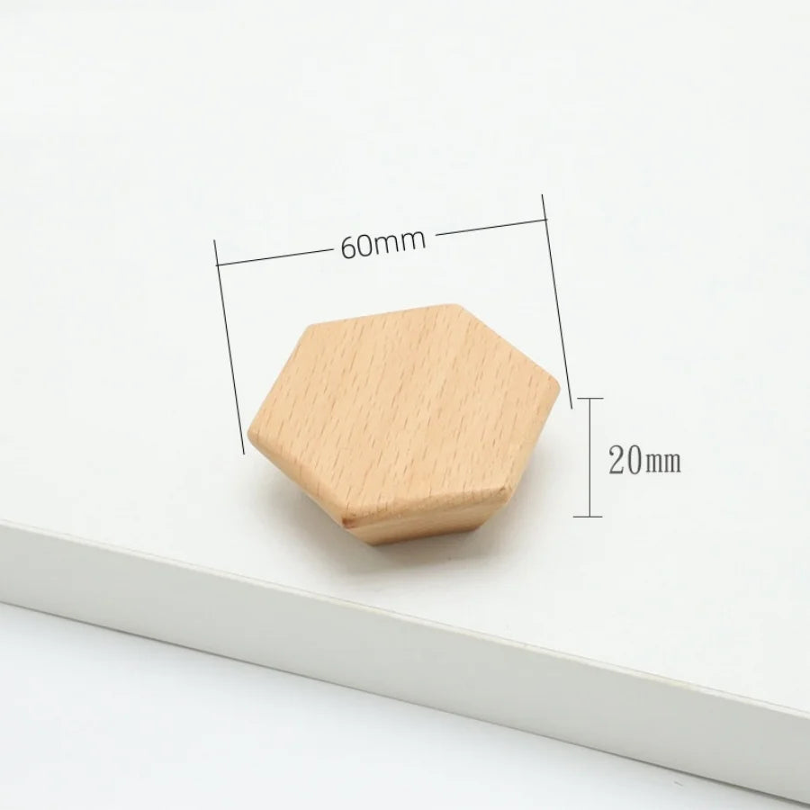 Pomo de madera maciza para muebles y cajones – hexagonal, redondo, cuadrado o seta – haya o nogal