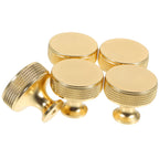 Pack 5 pomos dorados moleteados para cocina, cajones y armarios – Ø 30 mm