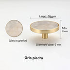 Pomo dorado redondo para muebles y armarios – incrustación efecto piedra y nácar – 10 acabados – 32 o 50 mm