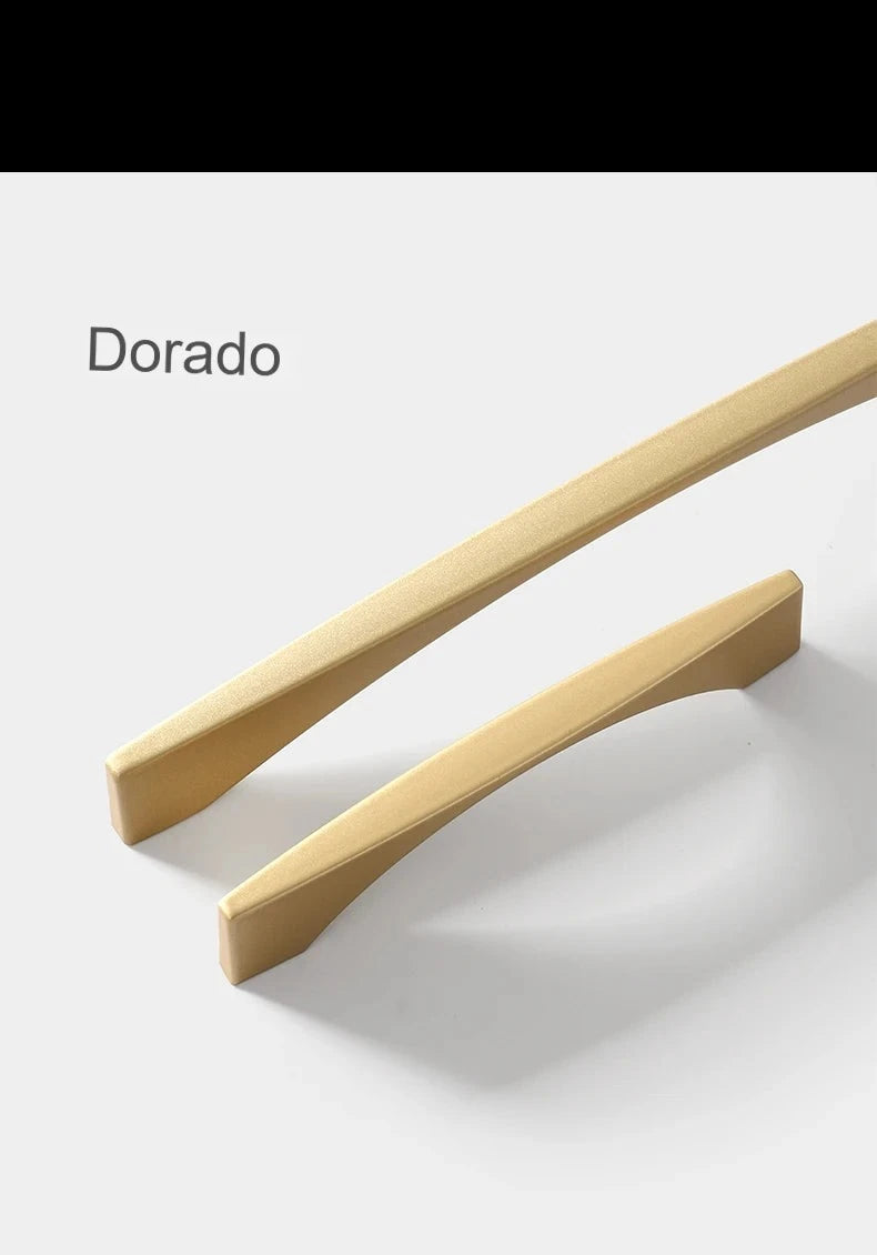 Tirador de cocina moderno curvo – negro, dorado o bronce – aluminio – para armarios – 96 a 320 mm