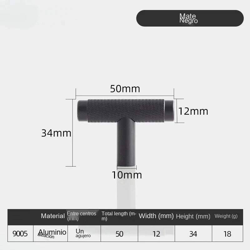 Tirador de cocina moleteado dorado, negro o cromo – aluminio – para armarios y cajones – pomo a 320 mm